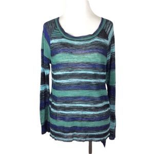 BCBGMaxAzria Women’s Striped Sheer Long Sleeve Top Size Small